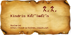 Kindris Kálmán névjegykártya